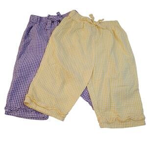 Basic Editions Lot 3T Toddler Pants Gingham Check Cotton Elastic Waist Spring